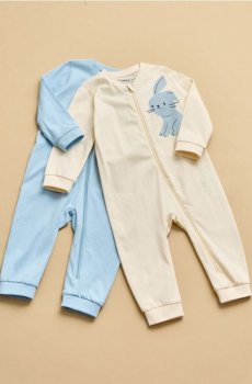 Бавовняний ромпер, 2 шт. - кремовий