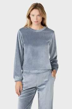 Женский голубой вельветовый лонгслив BRADLEY Голубой L Etam 6555533