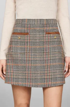 Женская твидовая юбка в клетку TWEED WOOL MIX CHECK MINI Разноцветный XXS Tommy Hilfiger WW0WW43013