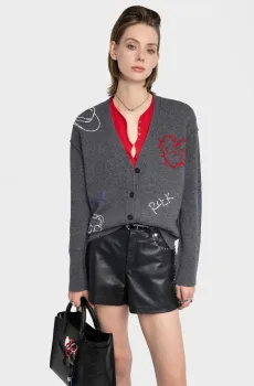 Женский темно-серый кашемировый кардиган Mirkaz Серый S ZADIG&VOLTAIRE KWCA01630_ANTHRACITE