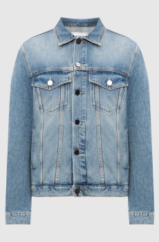 Голубая джинсовая рубашка с нашивкой логотипа