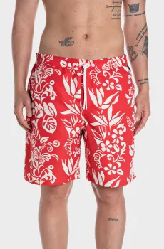Мужские красные плавательные шорты с узором Красный M Replay LM1153.000.75042