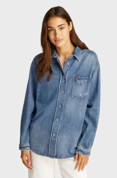Женская синяя джинсовая рубашка RELAXED FIT OVERSHIRT Синий S Tommy Jeans DW0DW19855