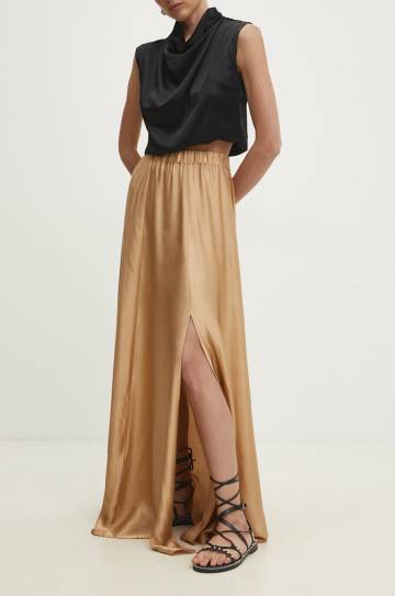 Юбка Answear Lab цвет золотой maxi расклешённая Юбка Answear Lab цвет золотой maxi расклешённая