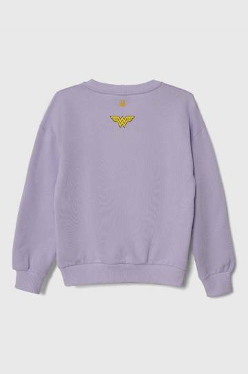 Детская хлопковая кофта United Colors of Benetton цвет фиолетовый с принтом