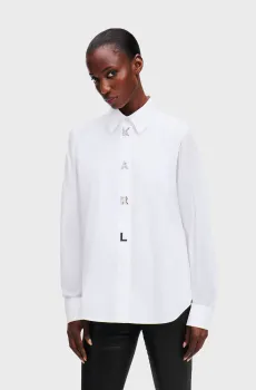 Женская белая рубашка KARL SNAP POPLIN SHIRT Белый 42 Karl Lagerfeld A1W11026