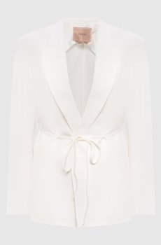 Белый жакет с леном на запах