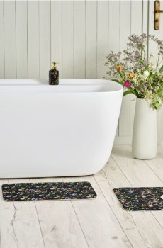 Набір килимків для ванної з квітковим мотивом 2 pack - чорний