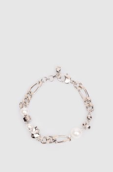 Серебристый браслет-цепочка с черепами