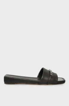 Женские черные кожаные слайдеры ALAINA - FLAT SLIDE Черный 38 DKNY K4235139