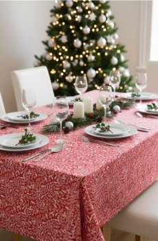 Скатертина з різдвяним мотивом - червоний