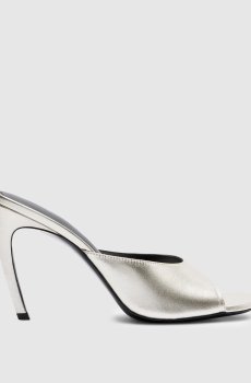 Серебристые кожаные мюли