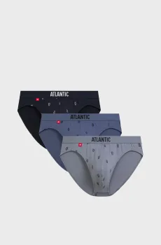 Мужские брифы с узором (3 шт) Разноцветный XL Atlantic 3MP-210