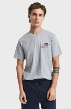 Мужская серая футболка REG ARCHIVE SHIELD EMB SS T-SHIRT Серый L Gant 2067004
