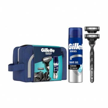 Подарочный набор мужской Gillette Mach3 Charcoal (станок + сменные картриджи, 2 шт + гель для бритья, 200 мл + косметичка) Подарочный набор мужской Gillette Mach3 Charcoal (станок + сменные картриджи, 2 шт + гель для бритья, 200 мл + косметичка)