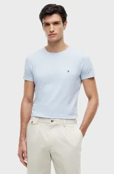 Мужская голубая футболка STRETCH SLIM Голубой XL Tommy Hilfiger MW0MW10800