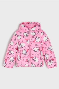 Пуховик з капюшоном та принтом по всій поверхні Pusheen The Cat - пастельний рожевий