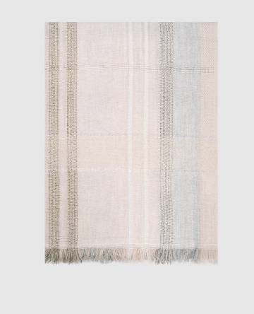 Бежевый палантин с шерстью в клеточку Бежевый палантин с шерстью в клеточку