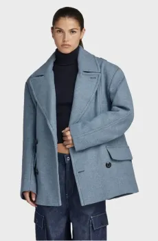 Женское синее шерстяное пальто Heavy wool Oversized Blazer Синий S G-Star RAW D23517,D445