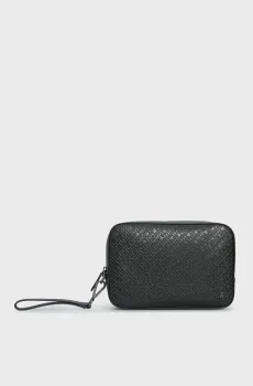 Мужской черный кожаный несессер TH MONOGRAM WASHBAG Черный ONESIZE Tommy Hilfiger AM0AM11847