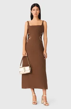 Женское коричневое льняное платье Коричневый 36 MAJE MFPRO04692_Brown