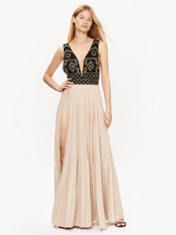 Elisabetta Franchi Вечірня сукня AB-413-32E2-V700 Бежевий Regular Fit Elisabetta Franchi Вечірня сукня AB-413-32E2-V700 Бежевий Regular Fit