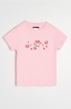 Бавовняна футболка з принтом My melody - рожевий