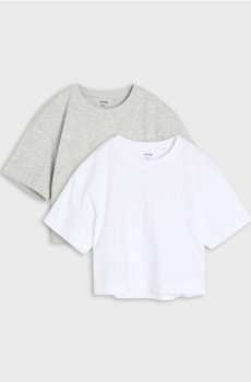 Однотонні бавовняні футболки з коротким рукавом 2 pack - різнобарвний
