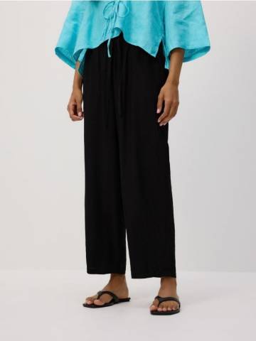 Reserved - Штани з віскози із зав’язкою - чорний - 1051P-99X