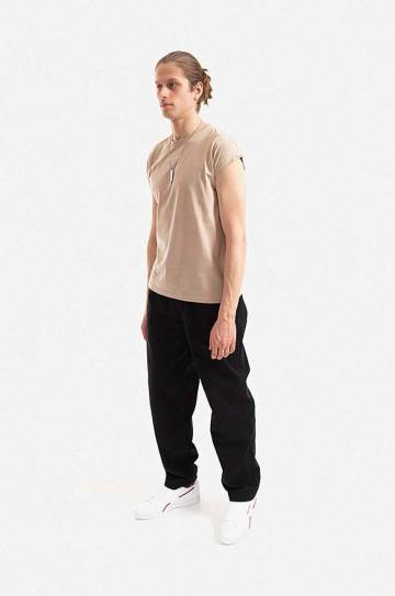 Хлопковая футболка Alpha Industries Organics EMB цвет бежевый с принтом 118531.627-cream Хлопковая футболка Alpha Industries Organics EMB цвет бежевый с принтом 118531.627-cream