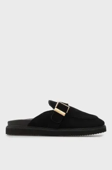 Женские черные замшевые клоги BUCKLE FUR Черный 39 Tommy Hilfiger FW0FW09083