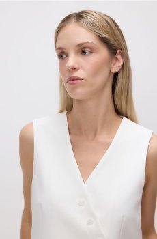 Reserved - Асиметричний жилет для костюма - білий - 057JL-00X