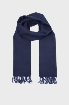 Мужской темно-синий шерстяной шарф с узором HERRINGBONE Синий ONESIZE Tommy Hilfiger AM0AM13593