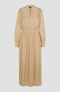 Женское бежевое шелковое платье с узором Бежевый 32 BOSS 50509345;988