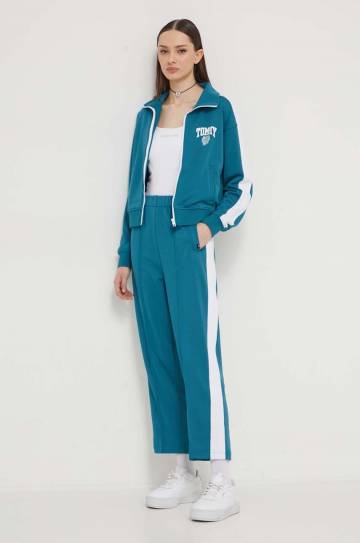 Спортивные штаны Tommy Jeans цвет зелёный с узором Спортивные штаны Tommy Jeans цвет зелёный с узором