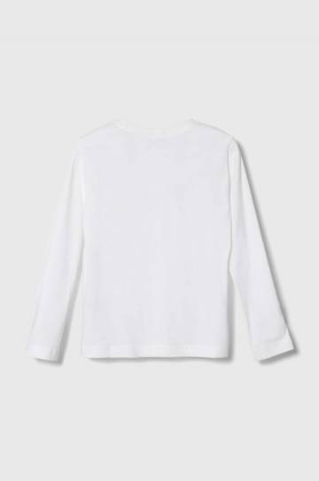 Хлопковый детский лонгслив United Colors of Benetton цвет белый меланж Хлопковый детский лонгслив United Colors of Benetton цвет белый меланж