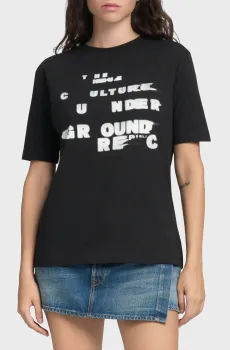 Женская черная футболка Черный S Replay W3379D.000.20994