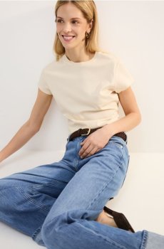 Reserved - LADIES` T-SHIRT - кремовий - 445CB-01X