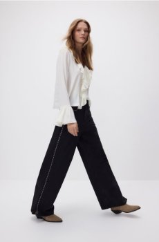 Reserved - Джинси wide-leg з аплікаціями - чорний - 159IL-99J