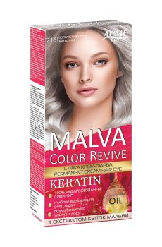 Стойкая крем-краска для волос Malva Color Revive 216 Пепельный блонд, 105 мл