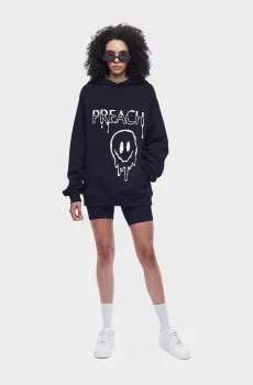 Женское черное худи Regular Distorted Smiley H GOTS Черный L Preach 206247