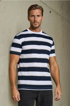 Смугаста бавовняна футболка - темно-синій