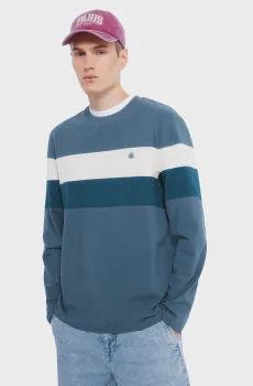 Мужской синий лонгслив в полоску Синий XL SPRINGFIELD 8832424