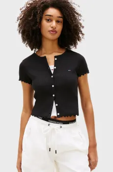 Женский черный топ RIB Черный M Tommy Jeans DW0DW20377