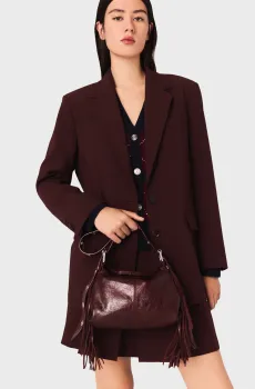 Женский бордовый шерстяной жакет Бордовый 36 MAJE MFPVE00752_Burgundy