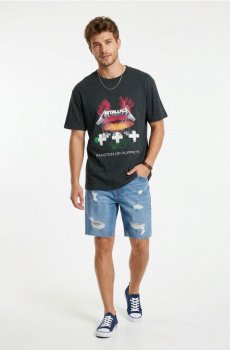 Бавовняна футболка з написом Metallica - темно-сірий