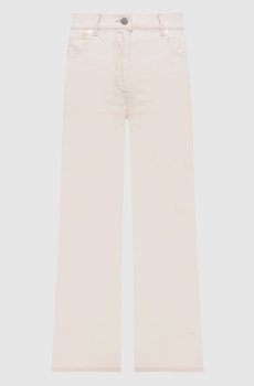 Джинсы цвета айвори с льном