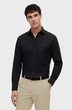 Мужская черная рубашка NON IRON Черный 39 Tommy Hilfiger MW0MW43122
