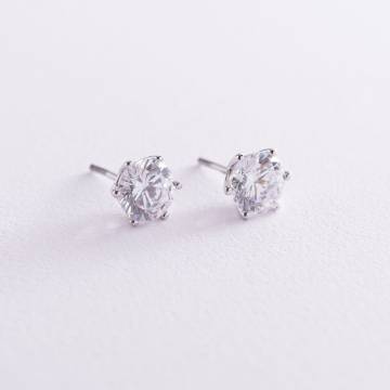Золотые серьги-гвоздики с фианитами 8 мм с03535 Золотые серьги-гвоздики с фианитами 8 мм с03535