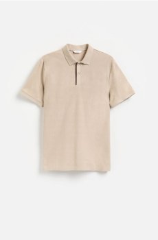 Reserved - Сорочка поло regular fit із текстурованого трикотажу - бежевий - 398KT-08X